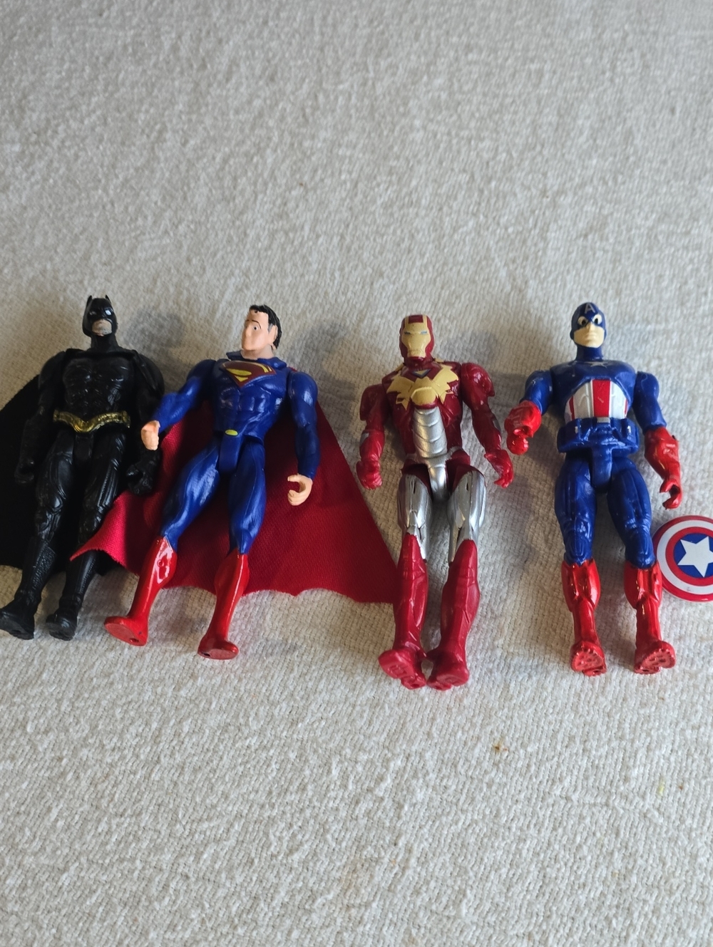Superhero Action Figure Set - Red, Blue, Black, Silver Set Of 4, 3.5 Inches